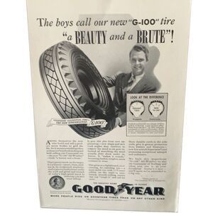 Vintage 1939 Goodyear Beauty and Brute Ad Advertisement